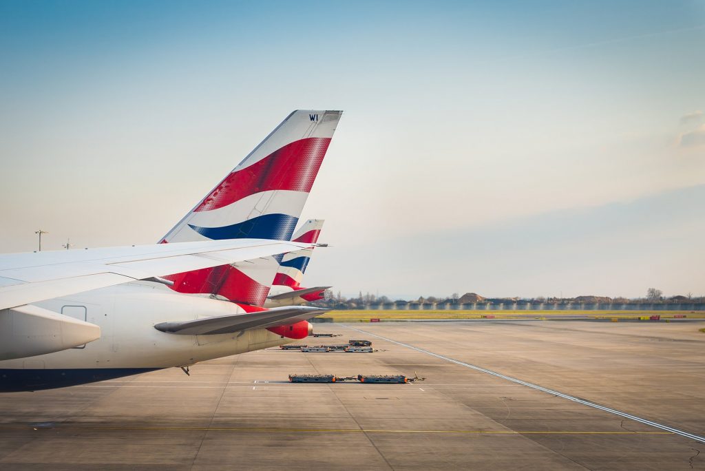 British Airways plane grounded on a runway